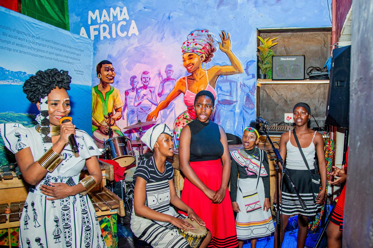 Performers in traditional African dress at Mama Africa on Long Street